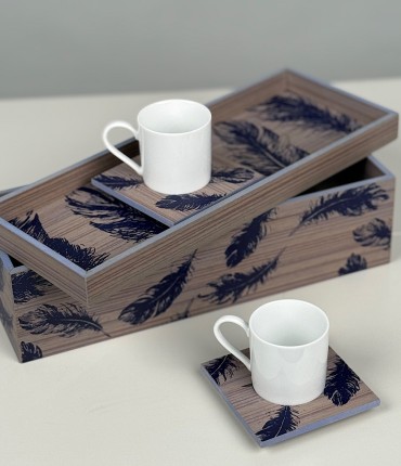 TURKISH COFFEE SET OF 2 - FEATHERS 